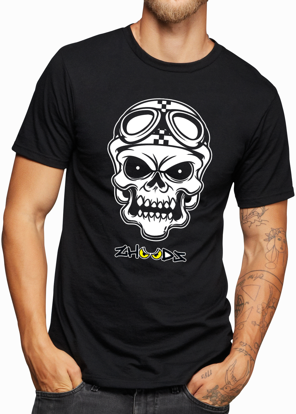 Adults Cafe Racer Skull T-shirt – Ex Show – Spitting Lizard